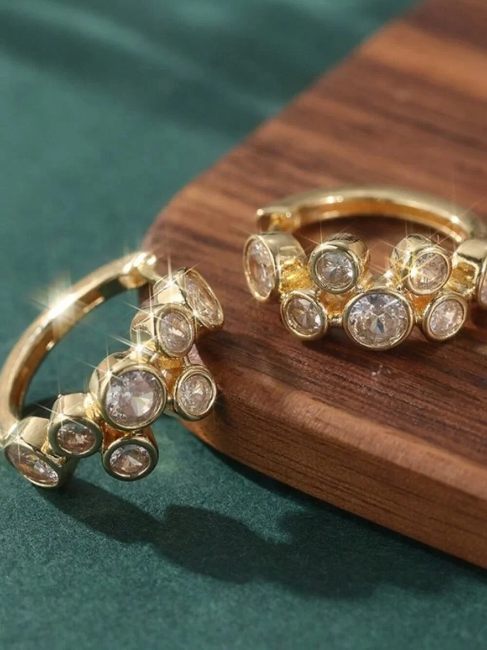 Gold Boho Women's Luxury Bubble Bezel Round Sparkling Cubic Zirconia Earrings